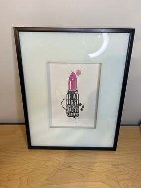 Framed Lipstick Art Print in Pink